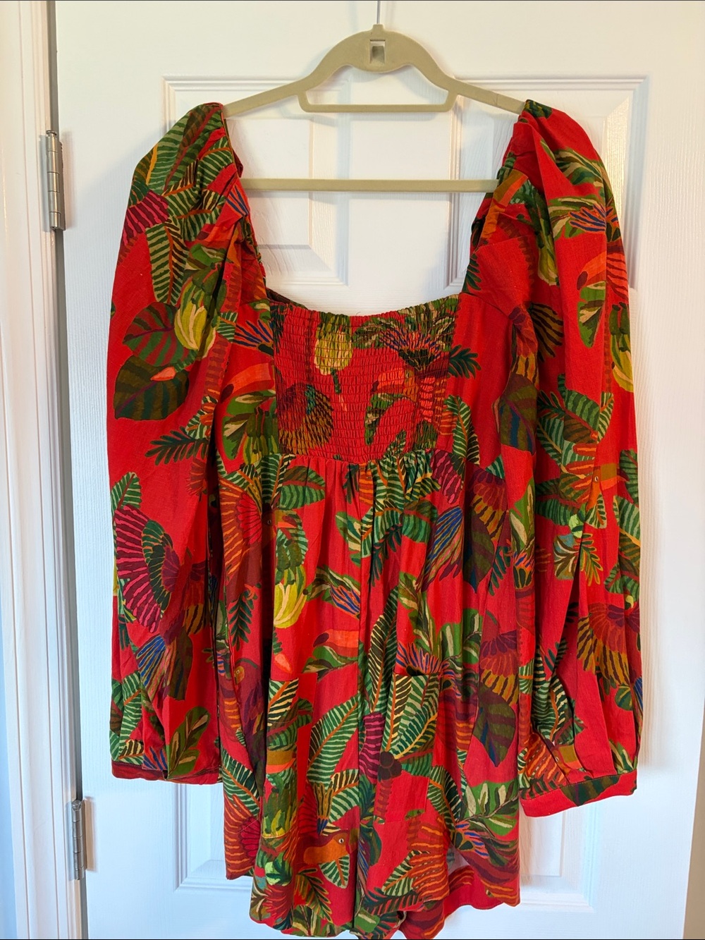 FARM Rio Red Tropical Button-Front Jumpsuit - Picture 3 of 4